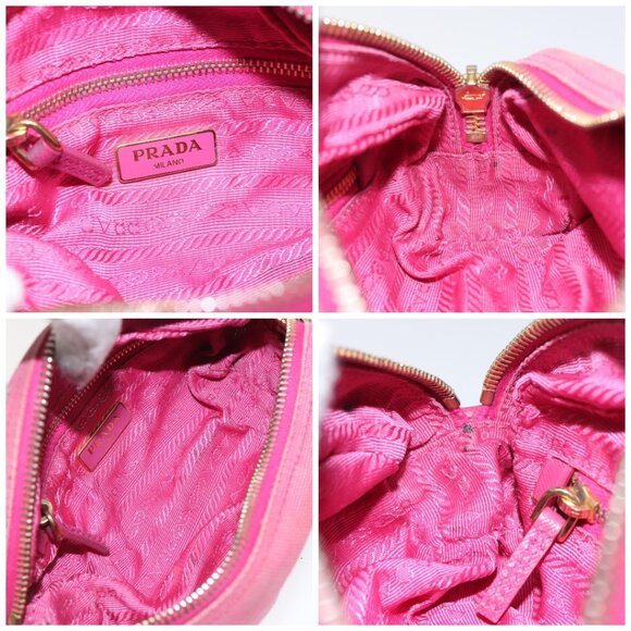 PRADA Pouch Canvas Pink Gold Auth hk2039 - Picture 13 of 13